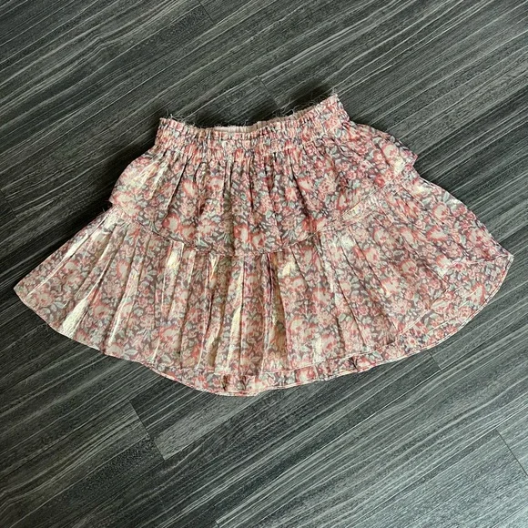 LoveShackFancy Silk Pomegranate Floral Metallic Skirt - Picture 5 of 14